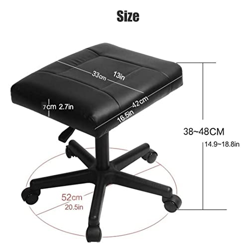 Office Footrests Foot Stool On Wheels, Gaming Chair Foot Stool Pu Leather Foot Stand Under Desk Height Adjustable Rolling Leg Rest, Office Small Footstool Computer Foot Rest (White)