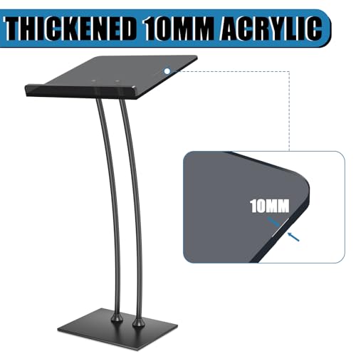 Pulpits for Churches with Iron Stable Bottom, Acrylic Podium Lectern with 10MM Thickened Acrylic Countertop, Multi Function Pulpit for Modern Classroom Music Concert Wedding Conference Event