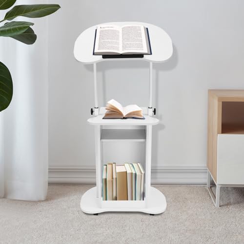 Portable Lectern Podium Stand Mobile Podium Stand Sit-to-Stand Laptop Cart