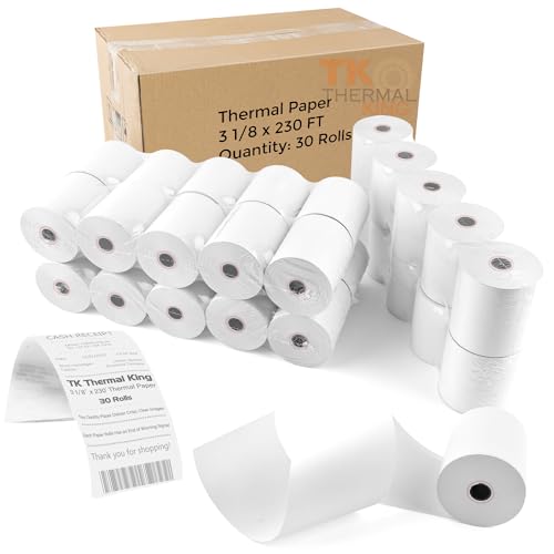 TK Thermal King 3 1/8" x 230' Credit Card Thermal Receipt Paper 30 Rolls