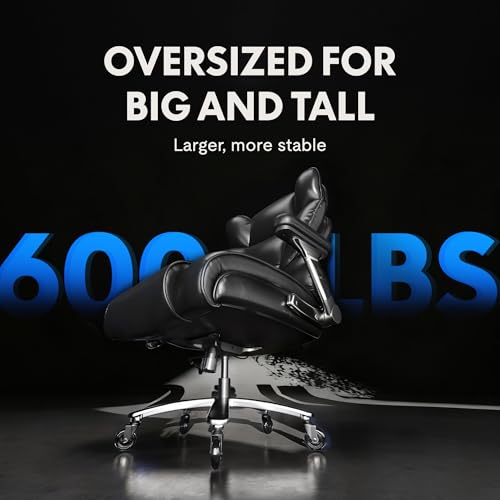 FLEXISPOT 600lbs Big and Tall Office Chair for Heavy People, Heavy Duty Computer Desk Chair with Dynamic Lumbar Support 2D Armrest Blade Wheels, Chairs for Home Office Gaming Working, Leather, Beige