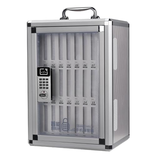 Wall-Mounted Cell Phones Storage Cabinet, Pocket Chart Storage Locker Box with Handle and Password Lock, Aluminum Alloy Mobile Phone Holder Organizer, for Office Classroom Gym