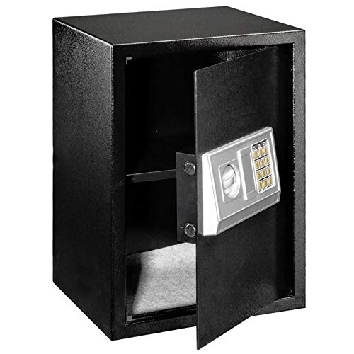 Large Digital Safe Box with Security Keypad Lock, Fireproof and Waterproof Security Safe for Home Office Hotel Business, Wall or Cabinet Anchoring Design (White)