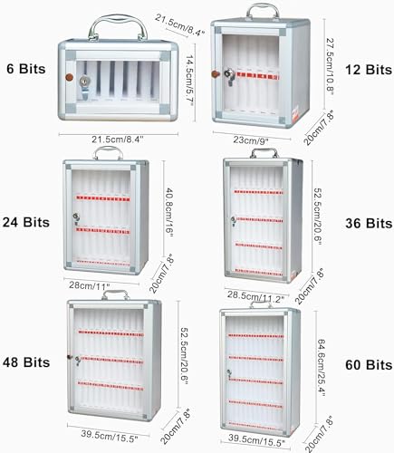 Pocket Chart Storage Cabinet for Cell Phones, Aluminum Alloy Clear Cell Phones Storage Cabinet Pocket Chart Storage Locker Box with Handle for Office Classroom (Color : Silver, Size : 12) (Silver 12)