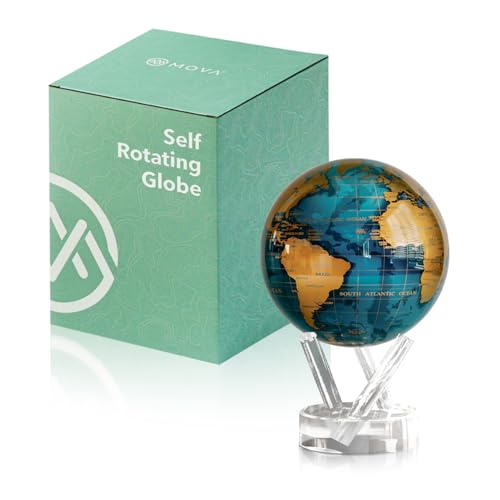 MOVA Self Rotating Globe, Cerulean Blue and Gold Classic (4.5")