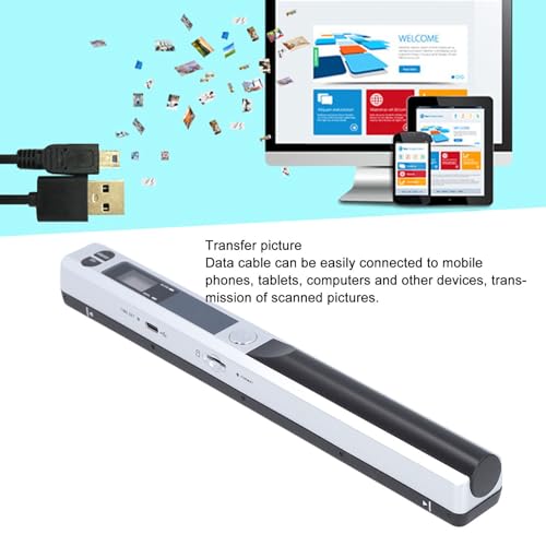 Portable Scanner, Photo Scanner for A4 Documents, 8.27 Inch Handheld Scanner for Books, Business, Picture, Photo, Receipts, JPG PDF Format Selection, UP to 900 DPI (Silver)