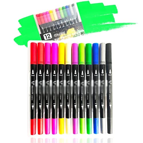 HBJWOV 12/36 Colors Watercolor Pens Set Tip Brush Art Pen for Drawing Painting Calligraphy Supplies Coloring(12color)