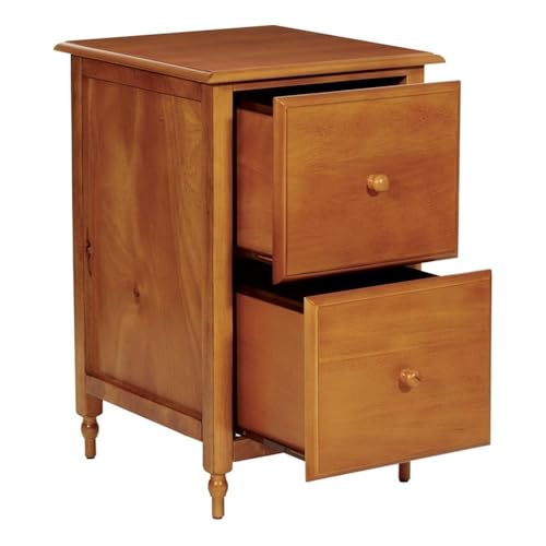 Pemberly Row Modern 2 Drawer Wood File Cabinet, 30" H x 18.75" W x 20.25" D, Solid Hardwood, Antique Cherry Finish, Letter Size Files, Office Storage, Ready to Assemble, Indoor Use
