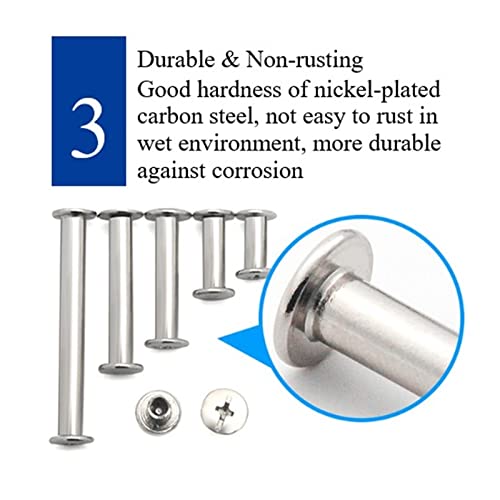 DATMXXD Chicago Screws, 100 Sets Binding Chicago Screws, Nickel Plated Short Chicago Screws Posts Binding Screws for Scrapbook Photo Albums Binding, Nail Rivet Studs Snap Books Butt Screw(M5 x 20mm)