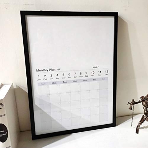 uhyOHF Whiteboard Magnetic Monthly Calendar Wall-Mounted Monthly Planning Board for Home Office Message Memo Itinerary Plan to-do Record(Size:60x90cm,Color:Black Wood Frame)(