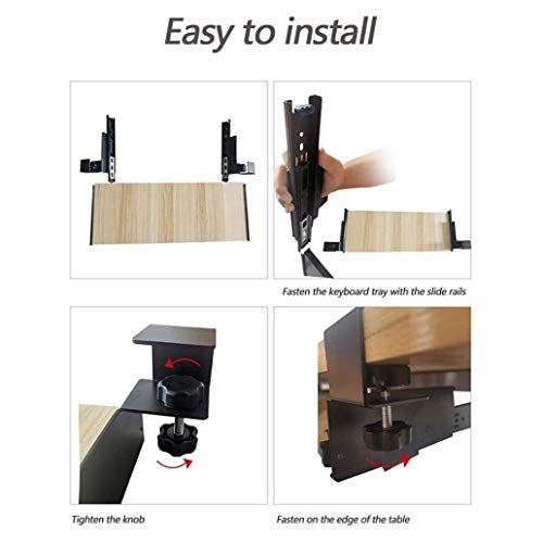 AUGUSE Keyboard Tray Drawer, Keyboard Platform Sliding Keyboard Tray Under Desk Mount Computer Keyboard and Mouse Extender Pull Out Platform Drawer