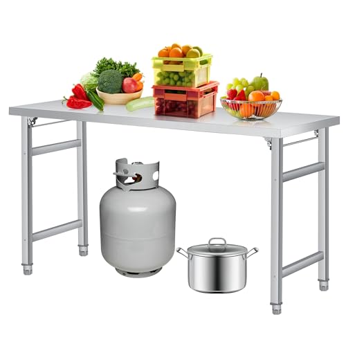 Garvee 60"x24" Stainless Steel Folding Table, 600LBS Food Prep Table