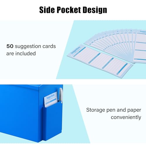 xydled Metal Ballot, Donation & Suggestion Box with Key Lock, Blue