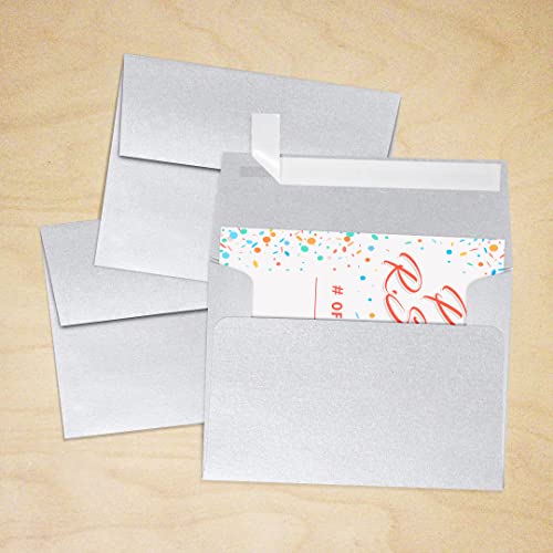 LUXPaper A2 Invitation Envelopes | Peel & Press | 4 3/8" x 5 3/4" | Silver Metallic | 80lb. Text | 250 Qty