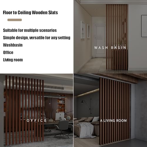 Floor to Ceiling Wooden Slats，Screen Partition Post Living Room Simple ，Privacy Screens Room Partition Post，Modern Floor-to-Ceiling Partition for Living Room(7root,120cm/47.2in/3.93ft)