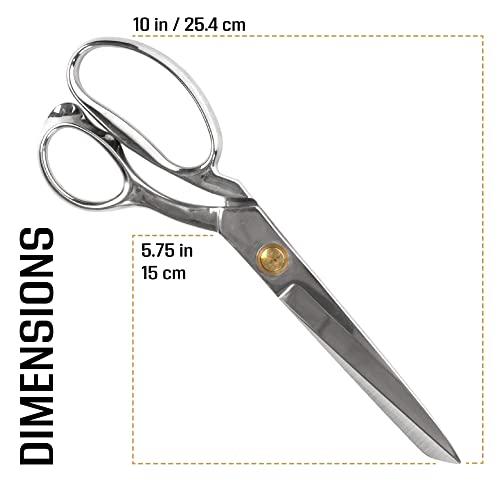 JubileeYarn Professional Stainless Steel Tailer Fabric Scissors - 10" Silver - 3 Pairs