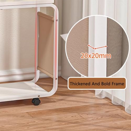 BXKCFYBSQ Computer Tower Stand,2 Tier Rolling Printer Cart Under Desk,Metal Frame and Wooden Shelves,Max Load 110 Lbs,Easy Assembly for Carpet, Home Office(White)