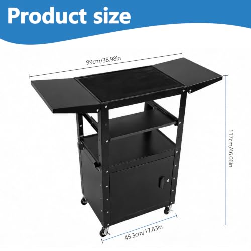 Generic Rolling AV Carts Cabinet with Locking Cabinet and Keyboard Tray 3D