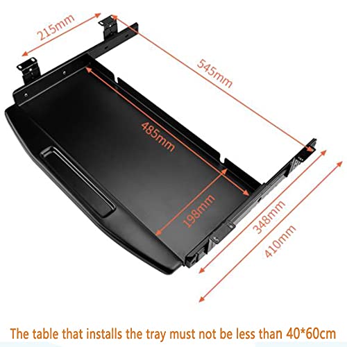 FKHFTI Large Keyboard Tray Under Desk, Slide-Out Keyboard Stand,22inch Pull Out Platform Computer Drawer,Ergonomic Sliding Tray - Adjustable (Black No Beam)