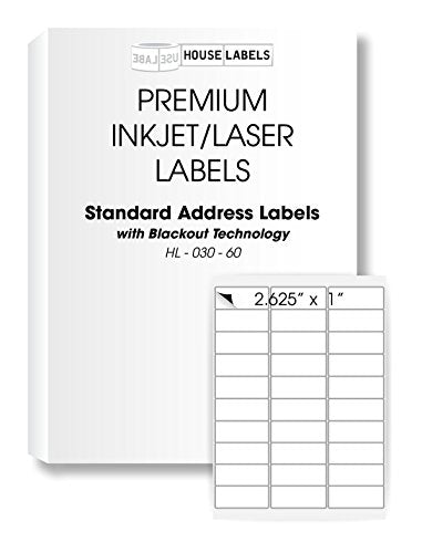 HouseLabels 30-up Address Labels (1" x 2-5/8") with Blackout Technology