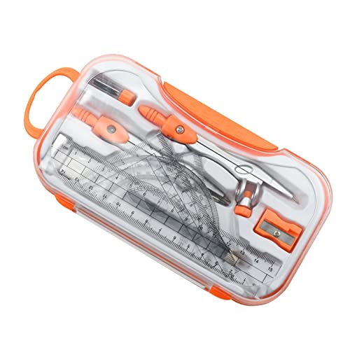 Geometry Set Math Geometry Kit - 10 Pieces Per Set Student Compasses Geometric High Precision Professional Metal School Compass Drawing Drawing Tool(Color Orange)