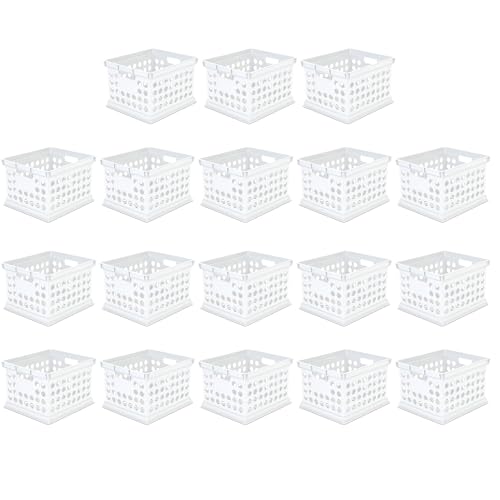 Sterilite Storage Crate Bin File Organizer for Home & Office,White, 18-Pack