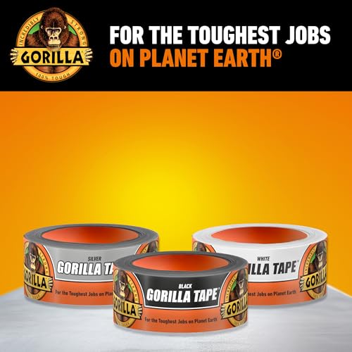 GORILLA Heavy Duty Duct Tape, Weatherproof, Black, 1.88" x 35 yd, 2-Pack