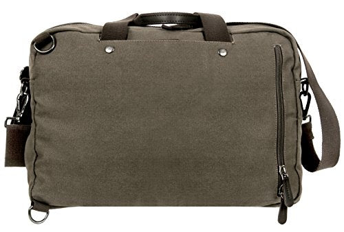 Rothco Canvas Briefcase Backpack, Olive Drab | Convertible Carry Handbag to Backpack