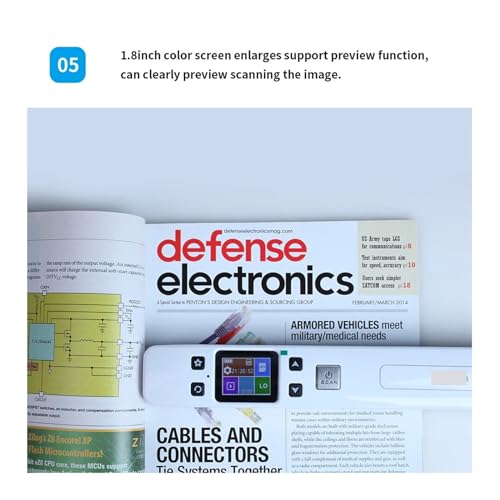 Document Scanners, Mini 1050DPI Portable Handheld Scanner, Support TF Card Max 32GB Photo JPEG PDF Color Scanning Receipts Books A4 Document
