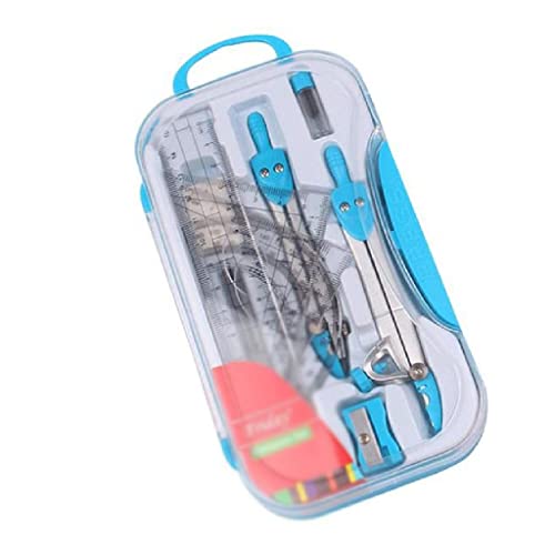 KLJUHGTR 1 Set of Plastic Metal Ruler Geometry Protractor Mathematics Drawing Stationery School Compass