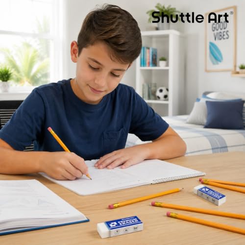 Erasers, Shuttle Art 144 Pack Premium Eraser Bulk, White Erasers Classroom Set for Kids Teachers as School and Office Supplies