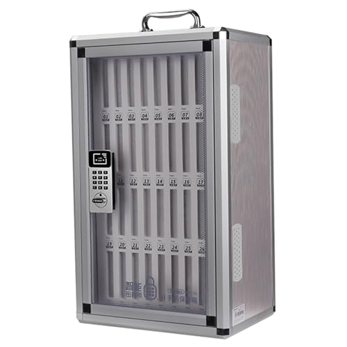 Aluminum Alloy Pocket Chart Cell Phones Storage Cabinet, Cell Phone Holder Desktop Organizer Storage Box for Classroom Office, Cell Phone Locker Box with Door Locks and Keys