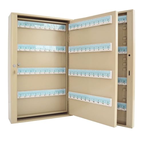 Yokoma 240 Position Key Cabinet Heavy-Duty Cold-Rolled Steel Wall Mount Key Organizer with 240 Key Cards & Numbered Hooks for Office,Hotel Beige