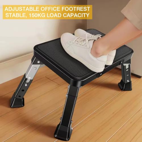 Foldable Ergonomic Foot Rest,3-Heights Adjustable Leg Support,Under Desk Footrest for Office,Max-Load 150kg
