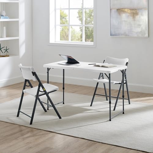 BIETHNC White 4Ft Adjustable Height Centerfold Folding Utility Table