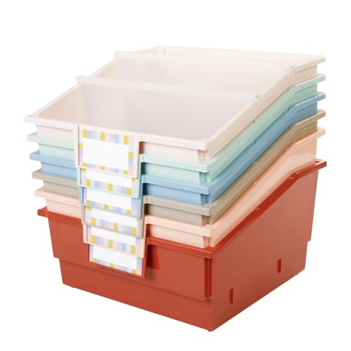 Really Good Stuff Picture Book Classroom Library Bins with Dividers, 6-Pack