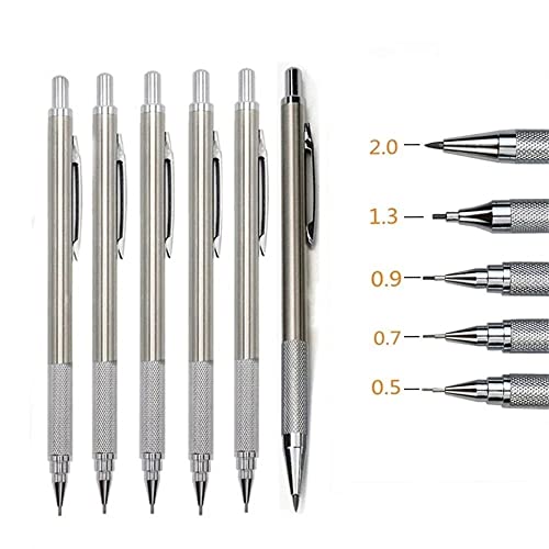 YWMLFZ Stainless Steel Mechanical Automatic Pencil HB for Writing and Drawing Propelling Students(0.7mm)
