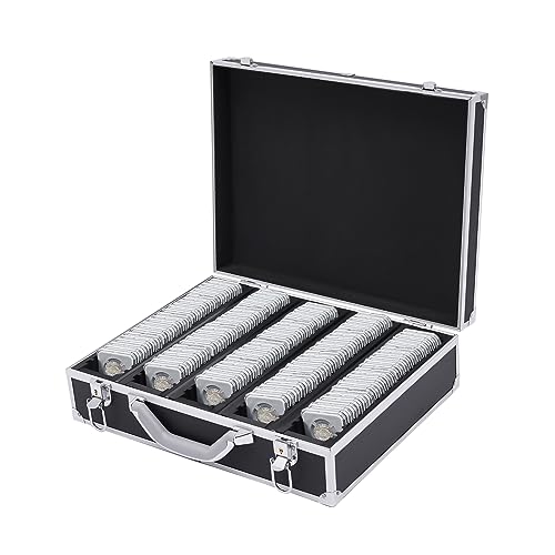 Coin Storage Box 100 Graded Coin Slab Display Case Holders Shipping Boxes Universal Aluminum Coins Collectors Collection Supplies Trading Card Organizer for PCGS, NGC- Black, 16.5*12.5*4.5 in (Black)
