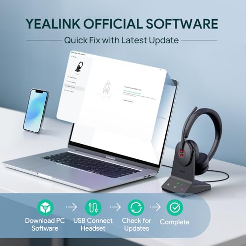 Yealink WH68 Duo Wireless Headset DECT and Bluetooth 606ft Range Hybrid ANC