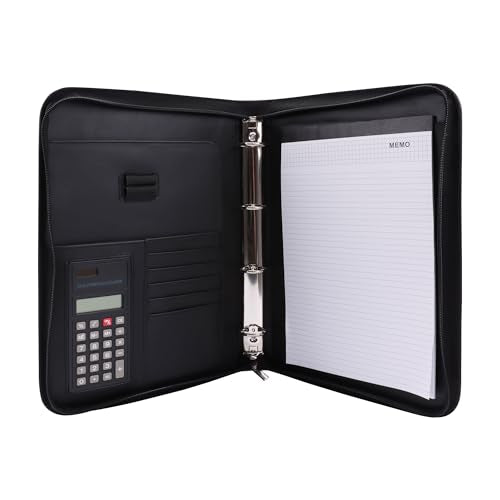 Genie A4 Ring Binder Folder with Calculator, Black