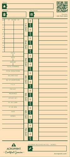 Acroprint TimeCard M-175 - Weekly - 1,000 TimeCards