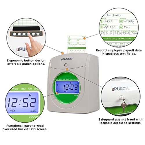 uPunch HN3540 Complete Small Business Start-Up Kit: AutoAlign Time Clock System with 400 Time Cards, 4 Ribbons, and 2 Racks