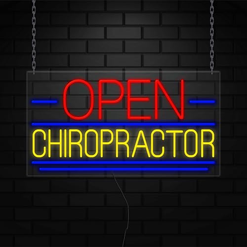 Open Chiropractor Neon Sign for Retail Displays | Value priced LED Flex Neon | Electronic Light Up LED Sign for Windows/Walls | 37"W x 20"H x 1"D