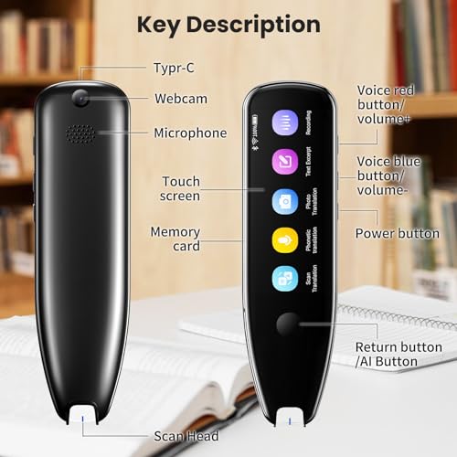 Scan Reader Pen, VORMOR Translator Pen with 112 Languages, Translation Pen & Reading Pen for Dyslexia & Learning Difficulties, Text Extract Intelligent Recording, Scanner Pen with 3.5‘’ Touch Screen