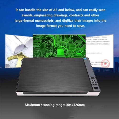 1200 Dpi A3 Flatbed Scanner with Auto-Scan: 8-Second Color Photo & Document Capture for Libraries,Schools and Offices