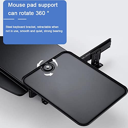 FKHFTI Under Desk Mounted Keyboard Tray, Steel Keyboard Drawer Under Desk Slide with Rotational Mouse Platform, Sliding Tray Desk Extender (Grey)