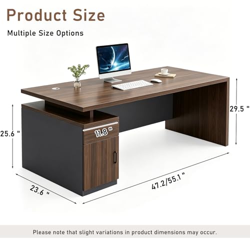 WYBFCWY Executive Office Desk with Storage Cabinet,Large Computer Desk for Home Office,Boss Table,Business Workstation,Modern Manager Desk for Manager,Employee,Home Office