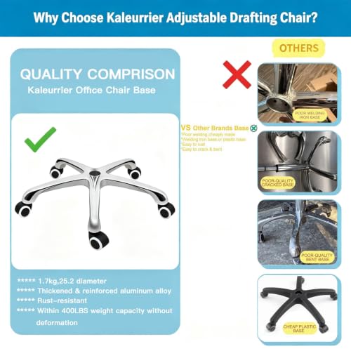 Kaleurrier Adjustable Stools Drafting Chair: with Back Rest & Foot Rest