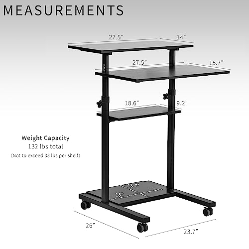 VIVO Black Mobile 28 inch Standing Desk Workstation, CART-V02DB
