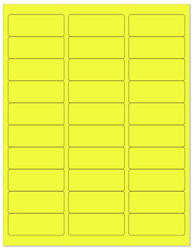 8-1/2 x 11" Neon Color High Light Fluorescent Labels for Laser & Inkjet Printer (Yellow Fluorescent, 1" x 2-5/8" - 30 Per Page | 30,000 Labels)